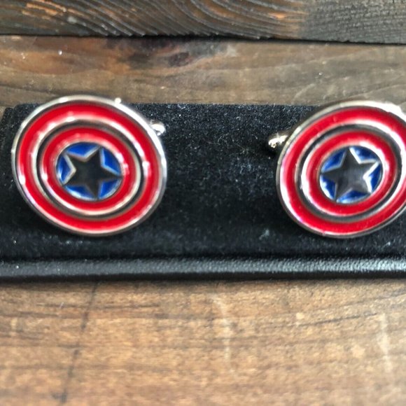 CUFFLINKS for dress shirt CAPTAIN AMERICA MARVEL Cuff Links Prom Groom SUPERHERO - Picture 2 of 10